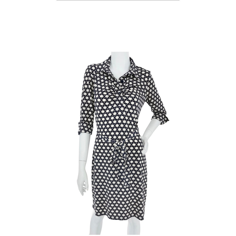 Laundry by Shelli Segal Wrap Dress Women XS Dark Midnight Geometric 96F23D06